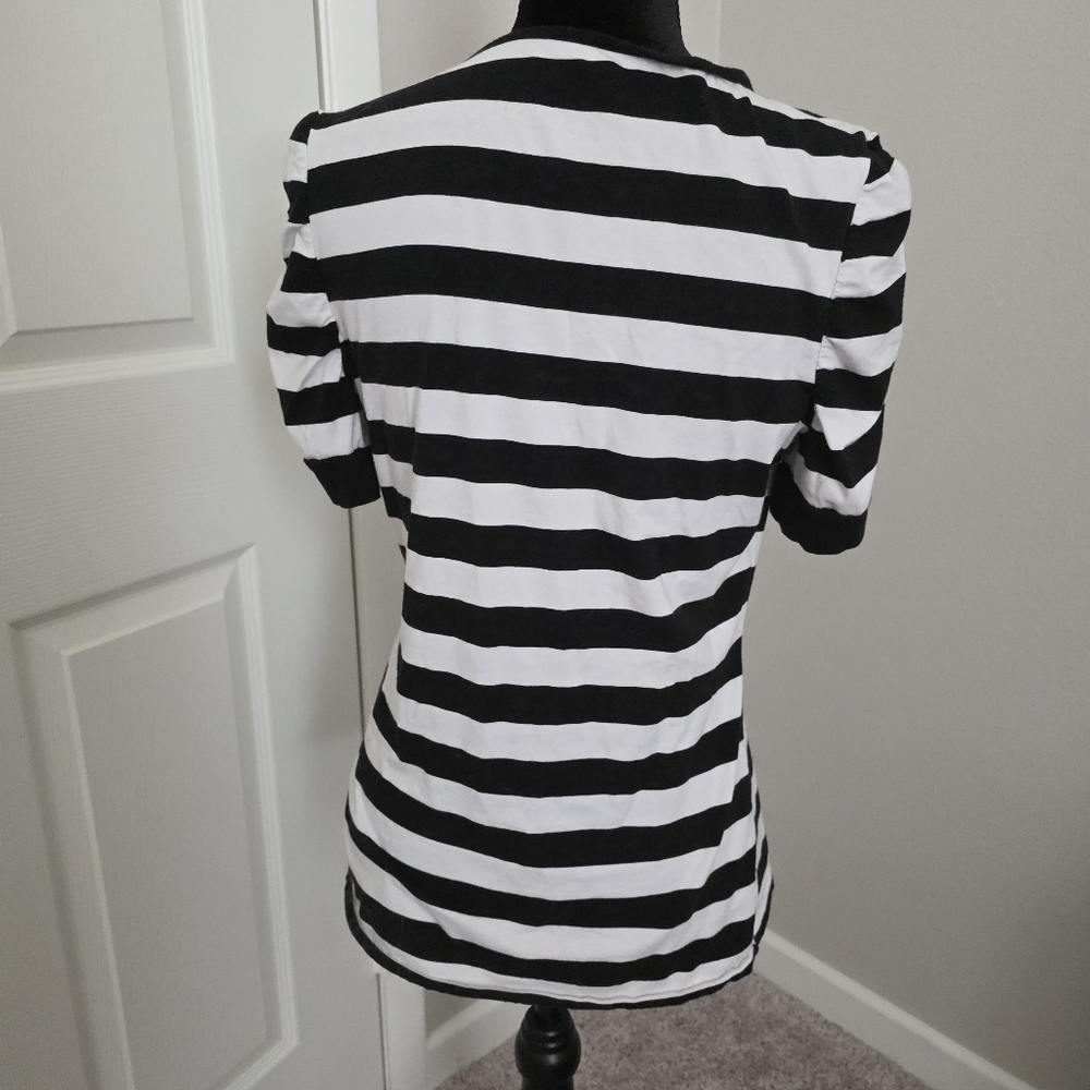 INC International Concepts | Black White Striped Tee - Picture 4 of 4